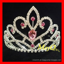 Tiara do casamento do rhinestone do rosa da beleza do projeto novo